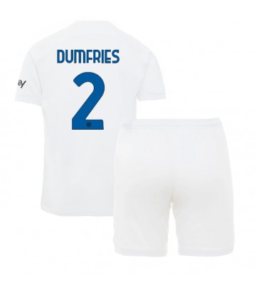 Inter Milan Denzel Dumfries #2 Segunda Equipación Niños 2023-24 Manga Corta (+ Pantalones cortos)